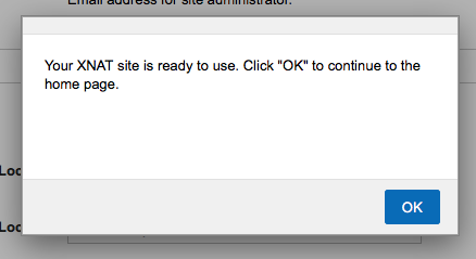 XNAT site ready message